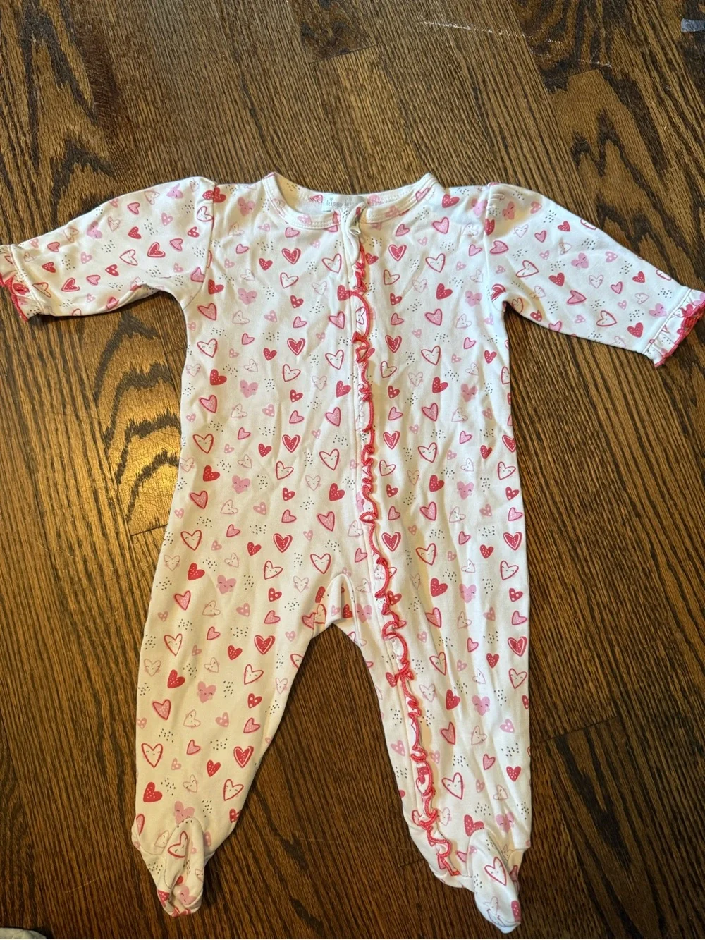 Kissy Kissy White Footed Pajamas with Pink Heart Print